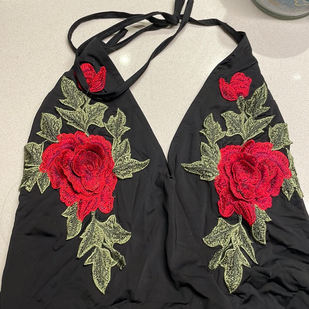 NWT Rose Black halter bodysuit
